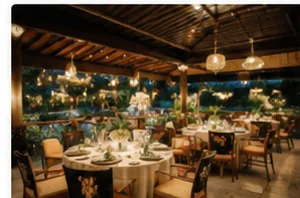Elegant Bali wedding reception dinner setting